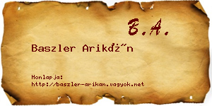 Baszler Arikán névjegykártya